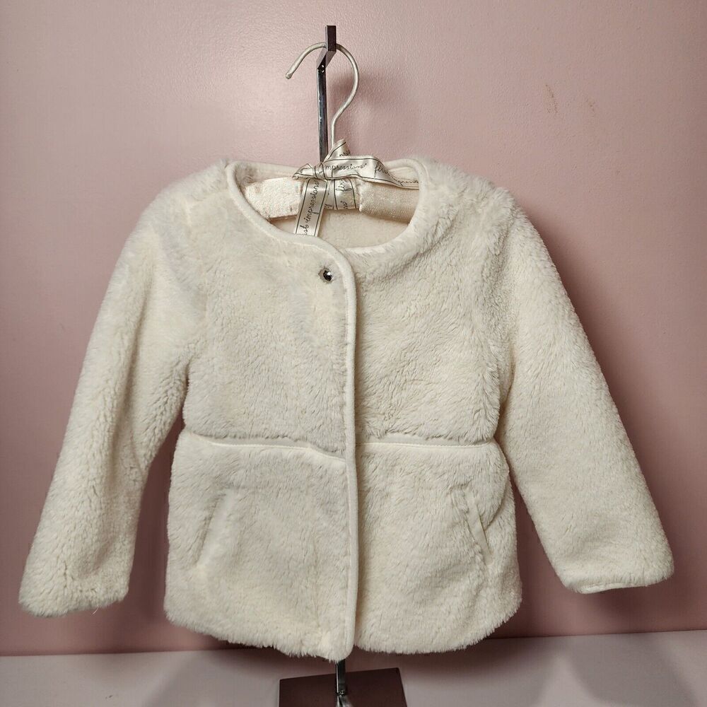 Janie and Jack Ivory Faux Fur Dressy Holiday Formal Coat Jacket 18 to 24 Months